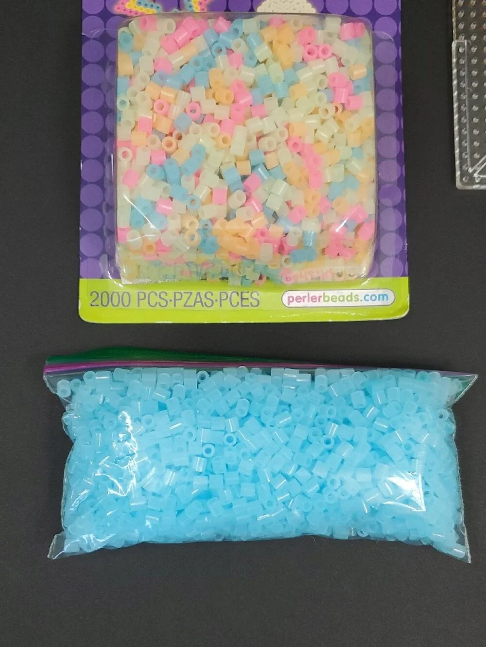 Glow In The Dark Perler Beads & Blue Bag Perler Beads with 3 Pegboards Set